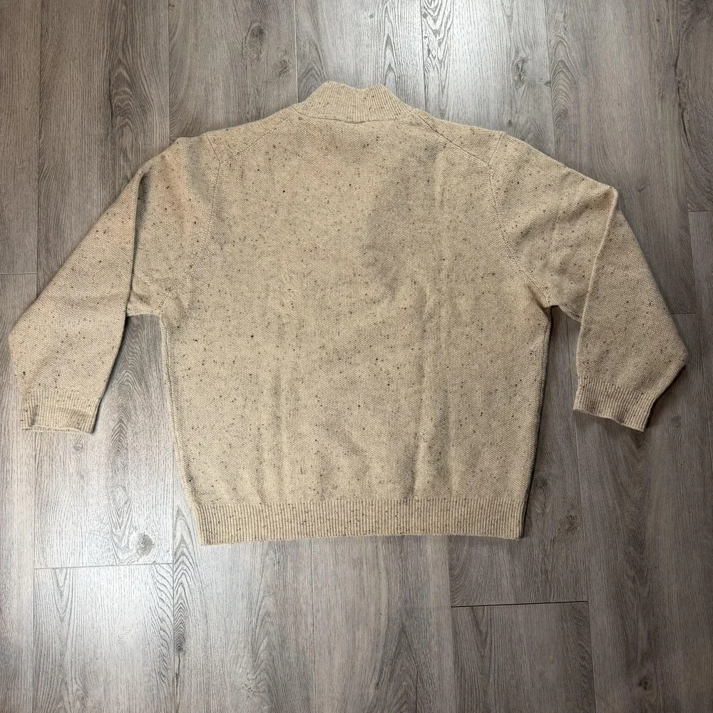Jos. A. Bank Sweater Mens 2XL Beige‎ Lambswool 1/4 Zip Mock Neck Knit Pullover